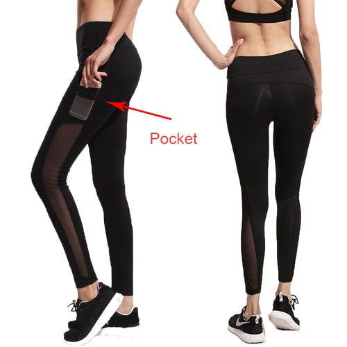 Black Mesh Leggings with Side Pocket