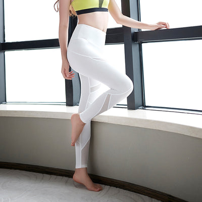 White Mesh High-Waisted Leggings